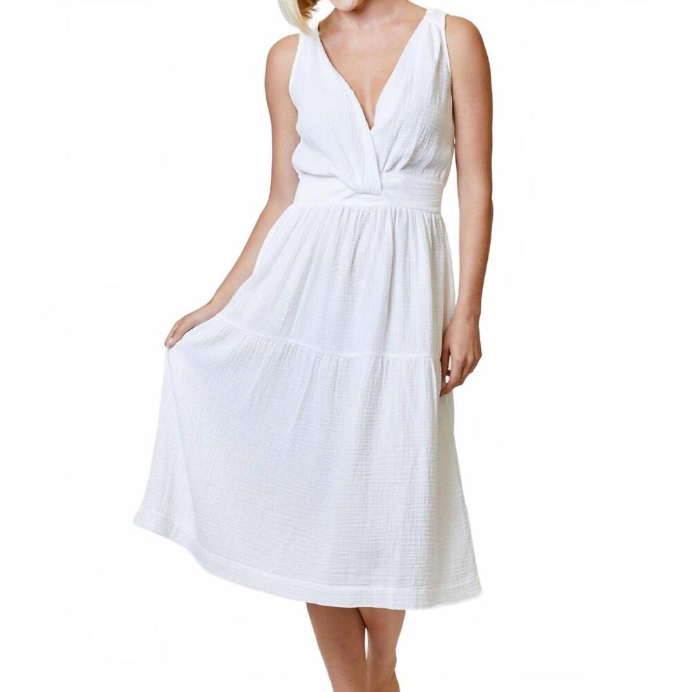 NEW DH NEW YORK v-neck midi dress in white